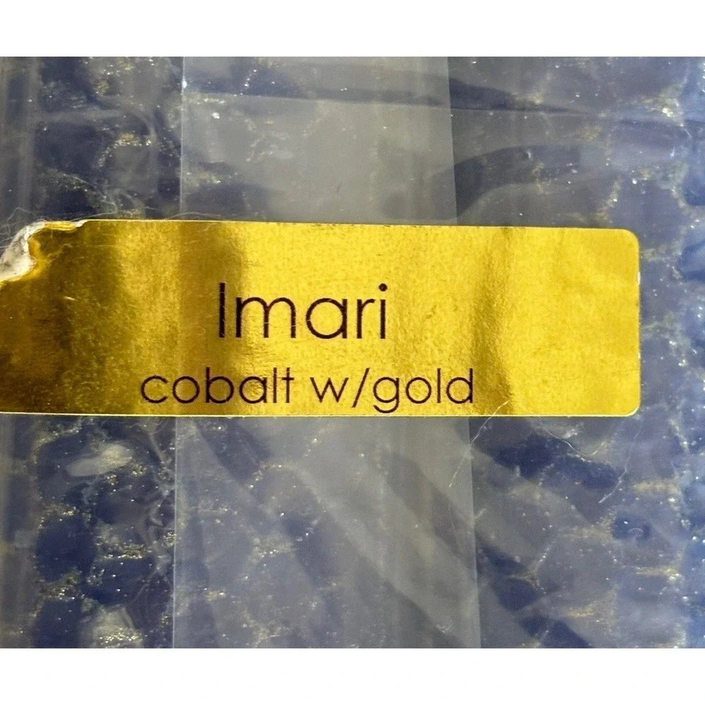 Natural Beeswax Bright Blue Gold Taper 12